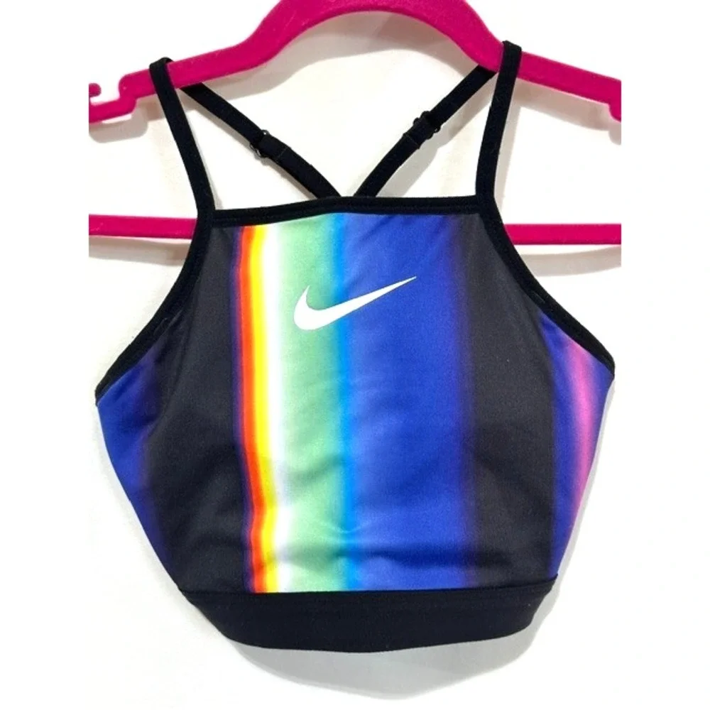 Nike Brand Size Small Multicolor Swoosh Padded Racerback Sports Bra No Pads